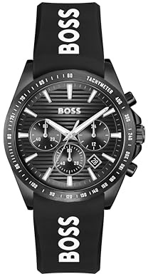 BOSS Chronograph kvarts klocka för män STRIKE CHRONO - LE Collection med svart silikonarmband - 1514289