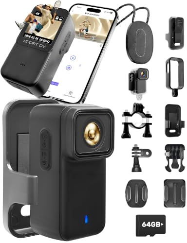 NinjaCam NEU Action Cam 4K, Body Cam mit 64GB SD Karte, Dashcam Fahrrad