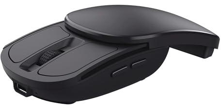 Trust Zylo Faltbare Funkmaus für Laptop, 1000-2400 DPI, Schwarz | Verstaubarer USB-C Mikroempfänger, Aufladbarer Akku, nur 55g Gewicht, Kompakte Maus Kabellos für Rechtshänder PC Mac