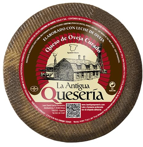 La Antigua Quesería - Queso de Oveja Curado Artesano - Pieza Completa 3kg - Elaborado en Toledo - 100% Leche Pasteurizada - Mínimo 6 Meses de Curación.