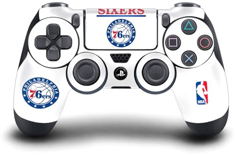 Head Case Designs Officially Licensed NBA Black Design Philadelphia 76ers Logo Vinyl Sticker Gaming Skin Decal Cover Compatible With Sony PlayStation 4 PS4 DualShock 4 Controller