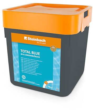Steinbach Poolpflege Total Blue - 0752305TV00-5 kg - 20 g Multifunktionstabletten - Langsamlöslich & pH-neutral - Gegen Pilze, Viren & organische Trübstoffe - Aquamarin für kristallklares Wasser