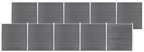 vidaXL Gartenzaun WPC Sichtschutzzaun Lamellenzaun Windschutz Sichtschutz Zaun Steckzaun Systemzaun Garten 1737x186cm Grau Aluminiumstange