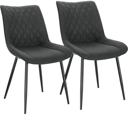WOLTU Esszimmerstühle 2er Set, Küchenstühle gepolstert | mit Rückenlehne Metallbeinen, Sitzfläche aus Stoffbezug, für Wohnzimmer Küche Esszimmer, Anthrazit