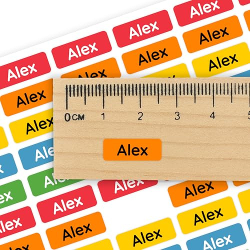 Klebekerlchen® | 175 Mini Namensaufkleber Kinder für Stifte und Schulsachen – Aufkleber zum Beschriften Schule & Kita – Namensschilder für Kleidung - Etiketten selbstklebend & wasserfest – Regenbogen