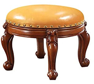 FOGUO Sitzbank Sitzhocker aus Holz, Sitztruhe Holz Outdoor, Sitzpuff Rund Leder, Massivholzgestell, Einfache Handhabung