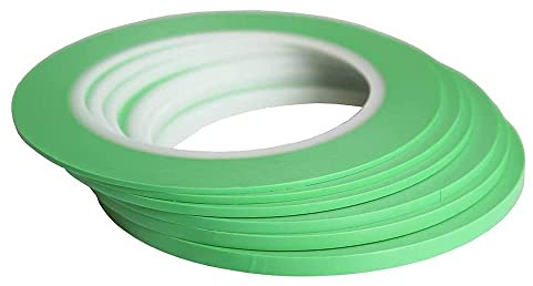 JINBING Fineline Lot de 6 rouleaux de ruban adhésif en vinyle pour courbes Vert 1,5 mm 2 mm 2,5 mm 3 mm 4 mm 5 mm