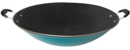 YYUINU Wok en fonte - Wok commercial - En fer - Sans revêtement - Diamètre : 37 cm