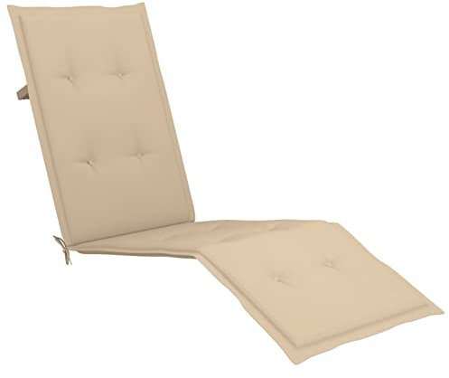 Gecheer Liegestuhl-Auflage Kissen Liegenauflage Stuhlauflage Auflage Deckchair Sonnenliege Liege Polster Sonnenliegen-Kissen Auflagen Polsterauflage (75+105) x 50 x 3 cm,Stoff (100% Polyester),Beige