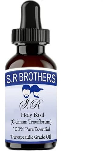 S.R.Brothers Holy Basil (Ocimum Tenuiflorum) 100% Pure Therapeutic Essential Oil (15ml)