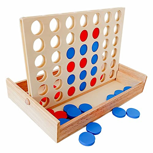 APOMOONS Vier gewinnt Holz, Brettspiel 4 gewinnt Holz, 4 in Einer Reihe Spiel Vertikales Brettspiel, Strategiespiel für 2 Spieler, Pädagogische Spielzeuggeschenke für geeignet