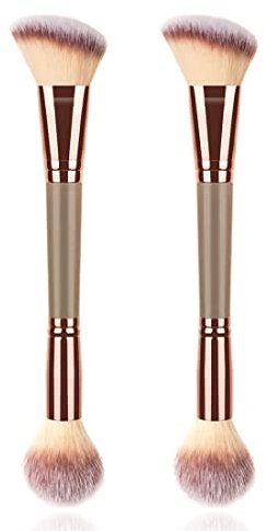 LEEQ Pennello Bronzer Magico per il Viso - 2Pcs Pennello Make-up Versatile per Blush, Bronzer, Polvere Libera e Compatta - Il Pennello Polvere Perfetto
