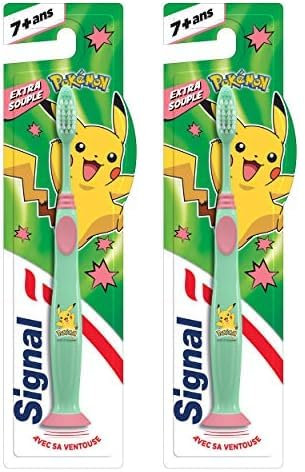 Signal Kinder-Zahnbürste, 7-13 Jahre, extra weich, Modell Pokemon (Packung mit 2)