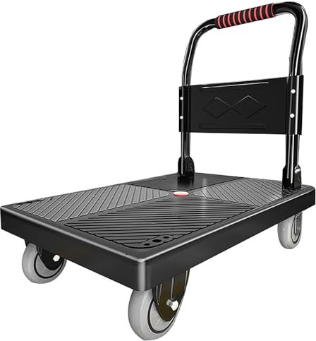 Plattformwagen Schwerlast-plattformwagen, Zusammenklappbarer Flachbettwagen Mit 360-grad-schwenkrädern. Zusammenklappbarer Wagen Zum Beladen Und Lagern Sackkarren(Size:72*48,Color:schwarz)