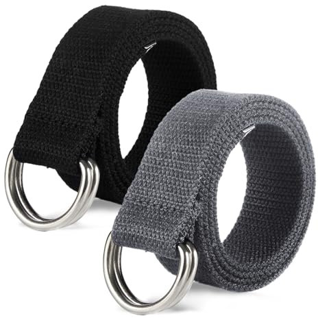 SKHAOVS 2 Stück Canvas Gürtel, Damen & Herren, Leinengürtel, Stoffgürtel, Lochloser Gürtel für Freizeit & Reisen