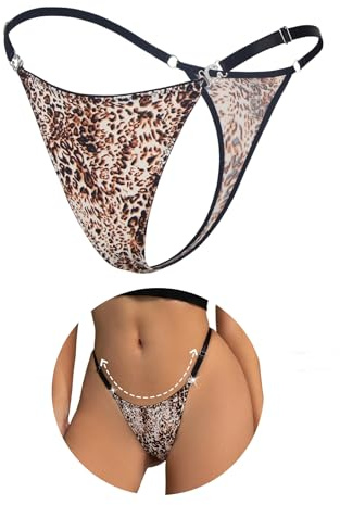 comeondear Leopard Stringtrosa Dam T Tillbaka G-String Isbåt Låg Midja Trosor Plus Size