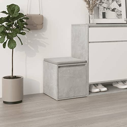 Brokky Cassetto Contenitore Grigio Cemento 40,5x40x40 cm in Legno,Cassa portaoggetti,Panca con portaoggetti,Cassapanca,Panca scarpiera,Pouf Organizzatore,per corridoio