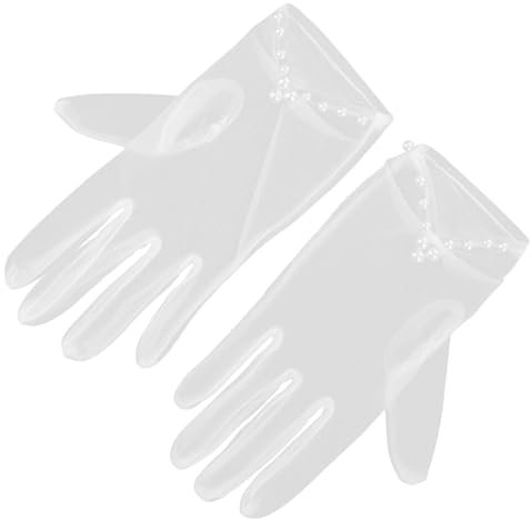 GALPADA 1paar Elegante Kurze Hochzeits-handschuhe Aus Spitze Für Damen Form Mit Perlen Für Tee-partys Bälle Und Bankette