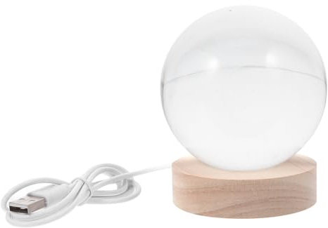 Gadpiparty Lámpara De Cristal Grabado 3d Luz De Bola De Usb Base De Madera Decoración