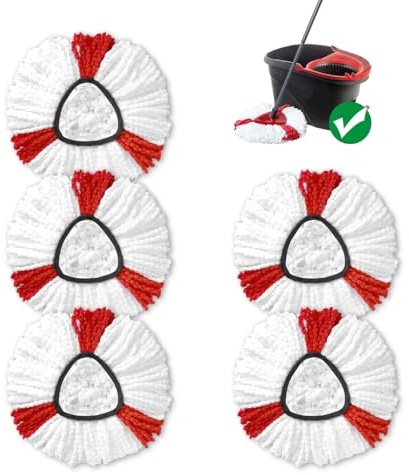 5 Pack Mop Heads for Vlieda Turbo EasyWring 1-Tank System | Mop Head Replacement, Triangle Swivel Mops, Microfiber, Machine Washable and Easy to Replace, Value Pack