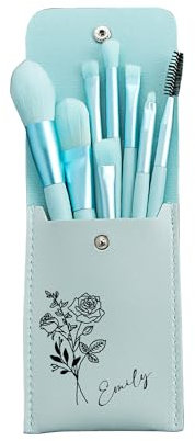 Personalisierte Geburt Blume Makeup Pinsel Tasche mit 8 Pcs Makeup Pinsel Individuelles Makeup-Taschen-Set mit Namen Reise-Kosmetiktasche Personalisierte Kosmetiktasche für Frauen Geburtstag Geschenk