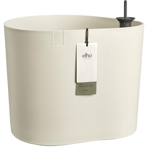 elho Eden Aquacare Low 40cm Blumentopf - Linen White | L 39.6 x B 43.5 x H 36.1 cm | für den Innenbereich | 100% recyceltes Plastik