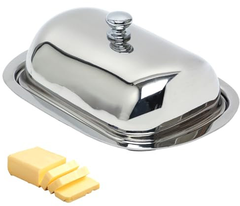 Ksvaye Butterdose Edelstahl mit Deckel 16 x 12cm Butter Dish Butterschale Butterbox für Hausmannskost und Restaurants,Frische Butter Erhalten