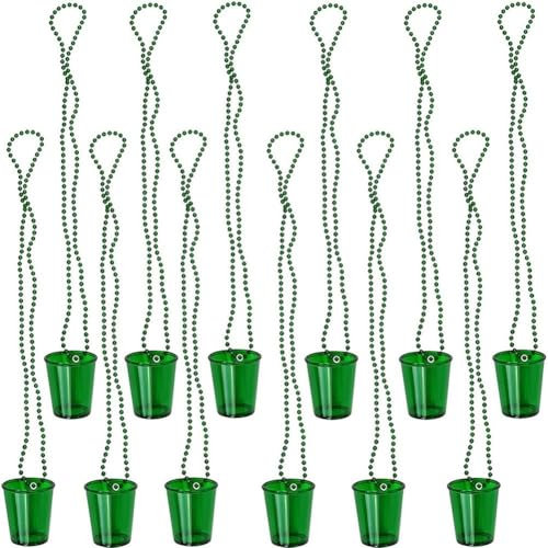 Wudaizhi 12pcs Shot Glasses on Beaded Necklace Plastic Shot Cup Necklace Wedding Bachelorette Party Birthday Party Decoration Supplies