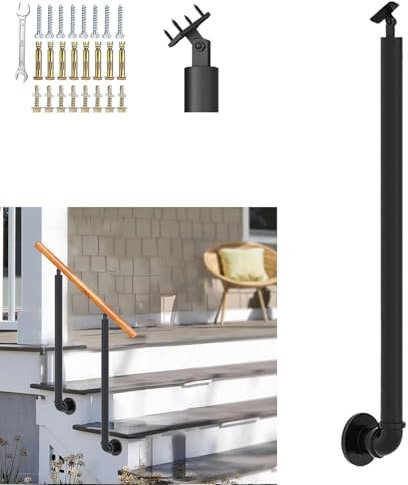 Ringhiera per scale in ferro battuto con design a tubo rotondo, per mansarda, villa, scala interna, moderna e semplice, corrimano balaustra (85 cm)