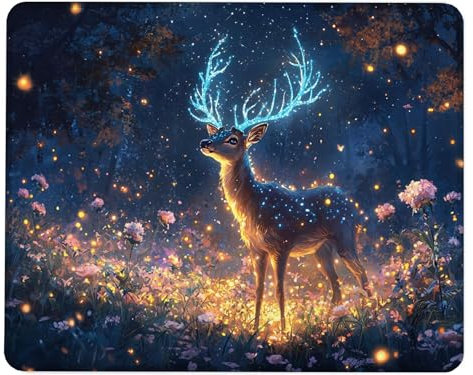 Non Slip Mouse Mat, 240x200x3mm Mouse Mat Small, Gaming Mousepad Waterproof Animal, Desk Pad with Rubber Base, with Seamed Edges of Mousemat, Gaming Keyboard Pad, Deskpad for Office and Home Deer O-4