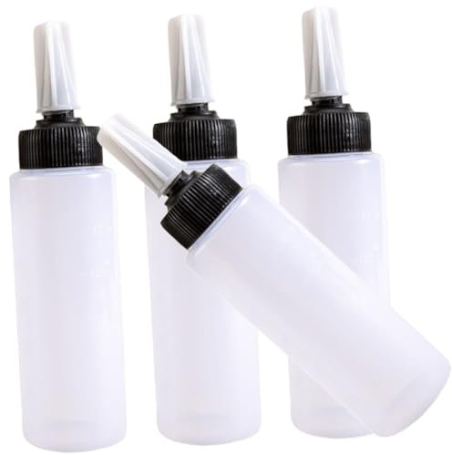 Mikinona 4pcs 150ml Refillable Hair Dye Bottles Measuring Scale Hair Coloring Applicator Squeeze Bottles for Salon and Home Hairdressing