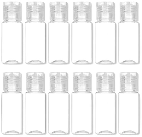 JEYORZY 12 Pièces Flacons Vide De Voyage, 15Ml Bouteille Conteneur De Voyage Plastique Pour Shampooing, Contenant Voyage, Après-Shampooing, Lotion, Produits Cosmétiques