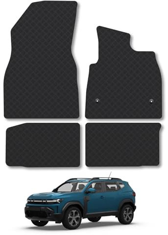 Dacia Duster (2024+) Rubber Car Mats Accessories Tailored Fit Compatible Accessory Waterproof Protection Non-Slip Floor Mats Full Coverage Durable Front Rear Set Coverage with Clips