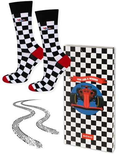 soxo Calcetines Hombre Divertidos Formula 1 - Regalo Originales F1 40-45 | Funny Socks Men - Calcetines largos de algodón para hombre, diseño divertido