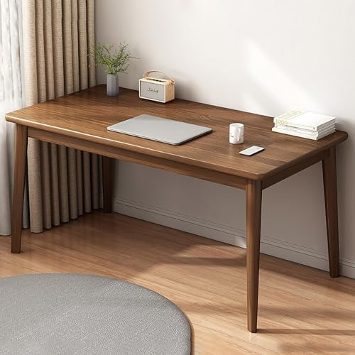RiouPsithuric Moderner Computertisch – minimalistischer Schreib- und Arbeitstisch, Holz und Metall, perfekt für das Homeoffice, ESS- und Arbeitszimmer, Elegantes weißes Finish, 100 x 55 cm