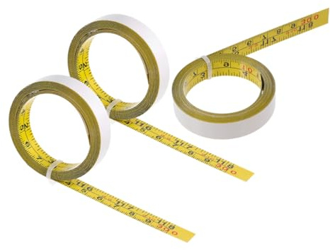 DOITOOL 3roll Self-adhesive Tape Measure Measuring Ruler for Woodworking Adhesive Backed Tape Measure Engineering Scale Ruler Sewing Yellow Stainless Steel