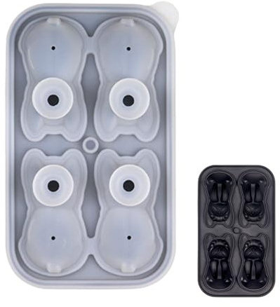 Qkbuza Bac à Glaçons pour le Congélateur - Créateur de Blocs de Glace 4 Cavités en Forme de Chat et de Chien | Moules À Glace En Forme D'Animaux - pour Réfrigérateur Cuisine Restaurant Vin Lait Jus de
