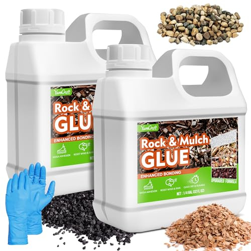 Rock Glue Mulch Glue for Landscaping with Grip Max Strong Adhesion, Fast-Dry Weather-Resistant Clear Pea Gravel Stabilizer & Binder, Non-Toxic for Pebble Pine Straw, Outdoor Garden Walkway Patio