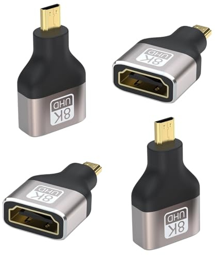 Yupaluz 4 Pcs HDM To Micro HDMI Adapter, 8k@60hz 2.1 Version Micro HDMI To HDM Adapter For 4k@120hz, Tv, Projector & Monitor