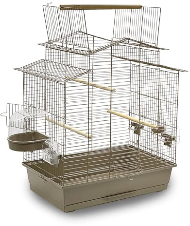 Premium XXL Vogelkäfig in edlen Mokka für Wellensittiche Kanarien Freisitz Gratis Badehaus und viel Zubehör