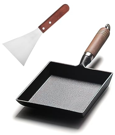 Tamagoyaki-Pfanne, vorgebranntes Gusseisen, für Eier-Omeletts, 22,9 x 17,8 cm