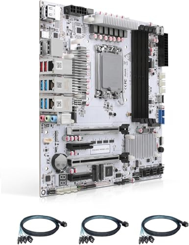 Carte mère M-ATX W680 pour serveur NAS 12 baies (LGA1700, processeur de bureau 12e/13e/14e génération), 4 x U-DIMM DDR5 MAX 4 x 32 Go, 3 x M.2 NVMe, 12 x SATA 3.0, 10 G RJ45, PCI-E x16, Type-C 10 Gbit