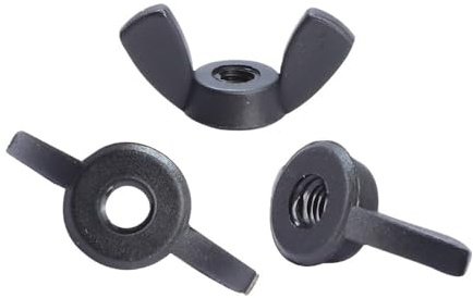 Edelstahl flügelförmige Muttersatz, Schwarze Nylon-Flügelmuttern M3-M12(M6 10pcs)