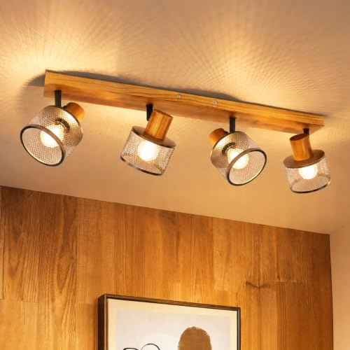 ZMH Deckenstrahler 4 flammig Deckenlampe Vintage Spots Deckenleuchte Küche | E14 Deckenspots in Schwarz Küchenlampe Metall Industrial Spotleuchte für Wohnzimmer Schlafzimmer - Ohne Leuchtmittel