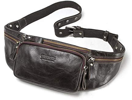 FANDARE Gürteltasche Bauchtasche Brusttasche Herren Sling Bag wasserdichte Geeignet Hüfttasche Junge Umhängetasche Leder für Joggen Wandern Radfahren Reisen Braun