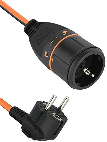 Electraline 01651 3G1.5 Prolunga Elettrica con Presa Electralock Dotata di Meccanismo di Blocco che Impedisce Disconnessioni Accidentali Della Spina, 5 M, Arancione