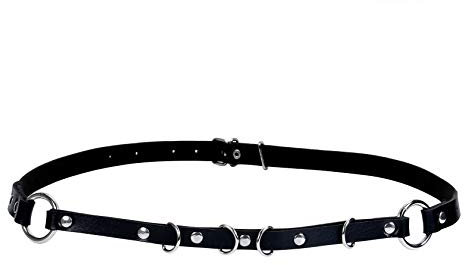 Milakoo Damen Punk/Rocker Ösen PU-Leder Gürtel mit Ketten – verstellbare Schnallen Taillengürtel Gr. Einheitsgröße, F1