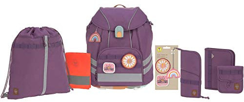 LÄSSIG 7-teiliges Schulranzen Set Kinder/School Set Flexy Unique Lila/Violett