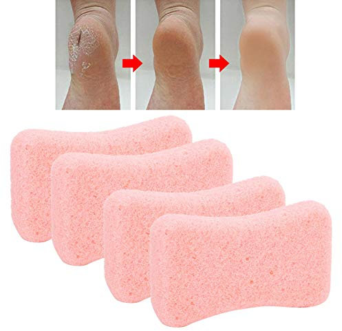 Pumice Stone, Bimsstein 4 Stück, Fußpflege zur Entfernung von Harte Haut und Hornhaut, Leicht Tragbar, Sicherheitsmaterialien, für Füße, Hände und Körper Peeling, Rosa