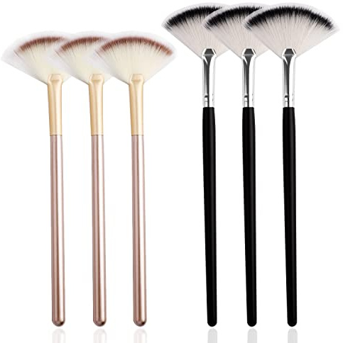 Pimoys 6 Pieces Fan Brushes for Facials Slim Soft Face Mask Brush Applicator for Glycolic Acid Peel Mask Esthetician Face Makeup Brush